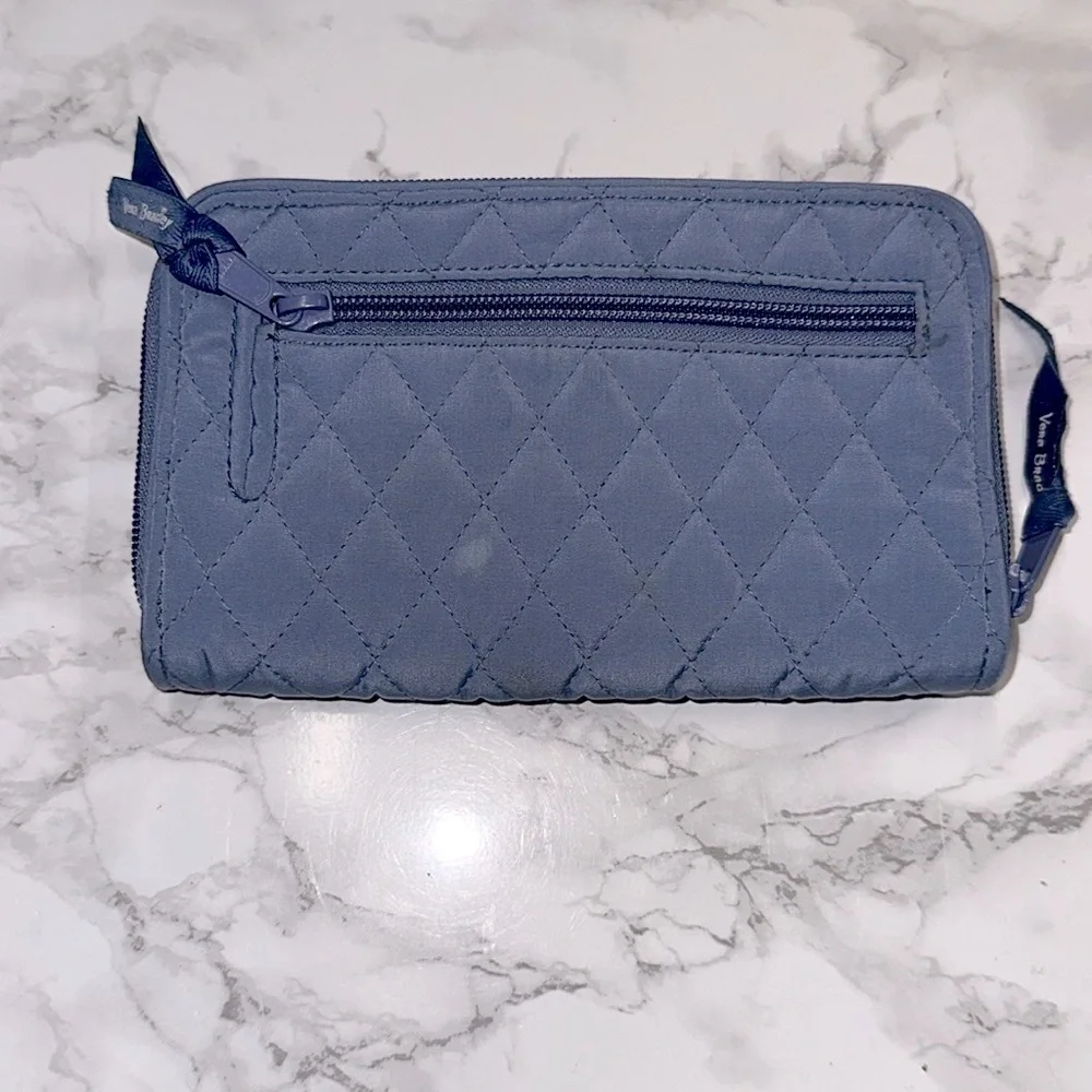 Vera Bradley Quilted Light Blue Zip-Around Wallet